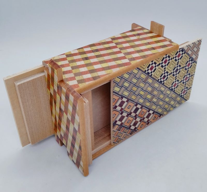 4 Sun 7 + 5 Step DOUBLE COMPARTMENT Yosegi / Ichimatsu Japanese Puzzle Box