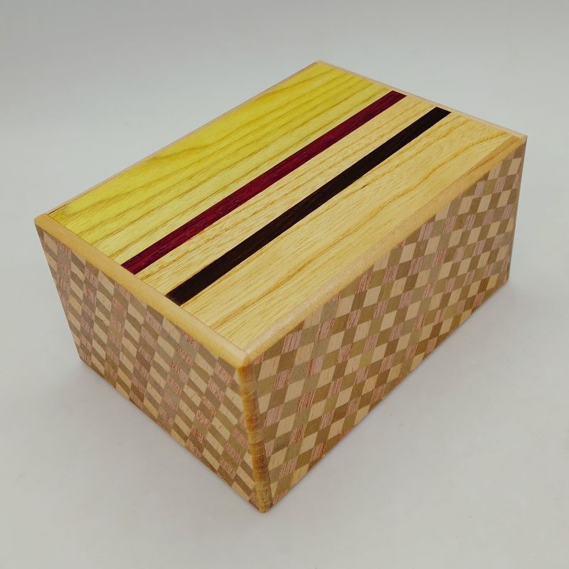 4 Sun 27 Step Natural Wood / Ichimatsu Japanese Puzzle Box