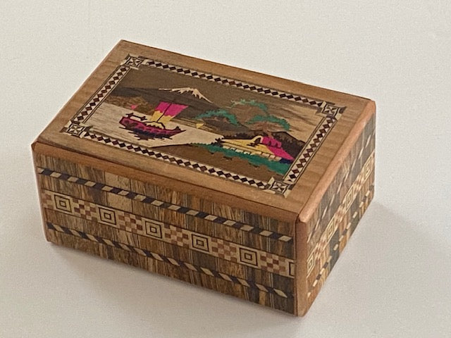 Vintage 4 Sun 4 Step Sansui Zougan Musical Hidden Drawer Japanese Puzzle Box