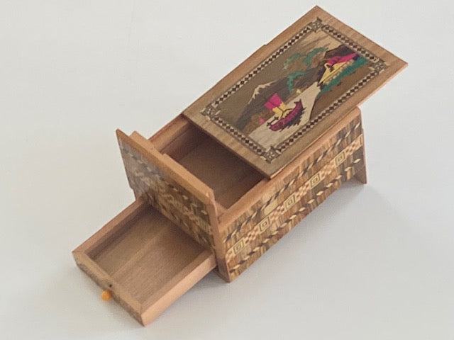 Vintage 4 Sun 4 Step Sansui Zougan Musical Hidden Drawer Japanese Puzzle Box