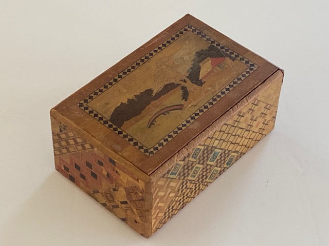 Vintage 5 Sun 10 Step Sansui Zougan / Yosegi Hidden Drawer Japanese Puzzle Box