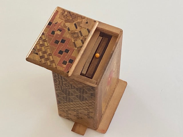 Vintage 5 Sun 10 Step Sansui Zougan / Yosegi Hidden Drawer Japanese Puzzle Box