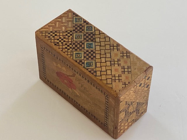 Vintage 5 Sun 10 Step Sansui Zougan / Yosegi Hidden Drawer Japanese Puzzle Box