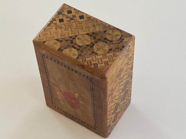 Vintage 5 Sun 10 Step Sansui Zougan / Yosegi Hidden Drawer Japanese Puzzle Box