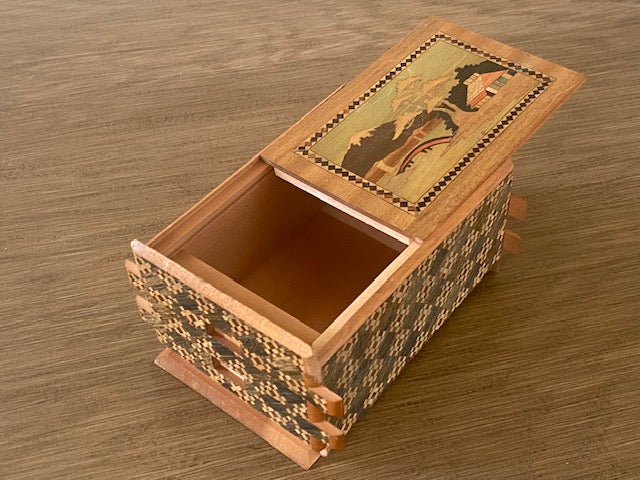 Vintage 5 Sun 35 + Step Sansui Zougan Japanese Puzzle Box