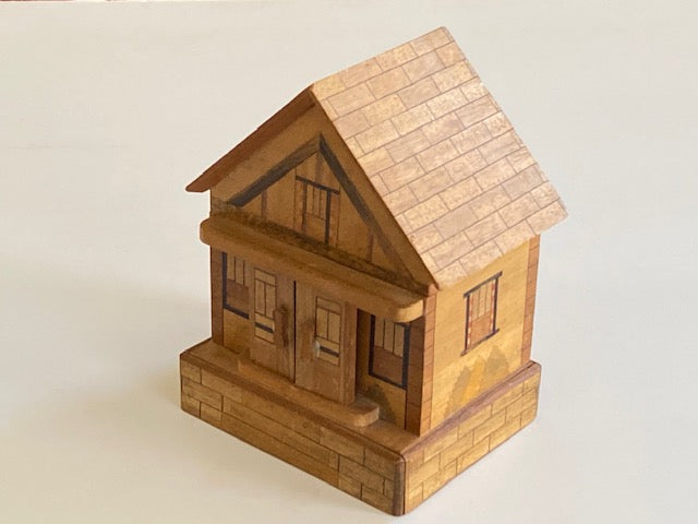 REPAIRABLE Vintage Japanese House Secret Puzzle Box Bank - WITH KEY