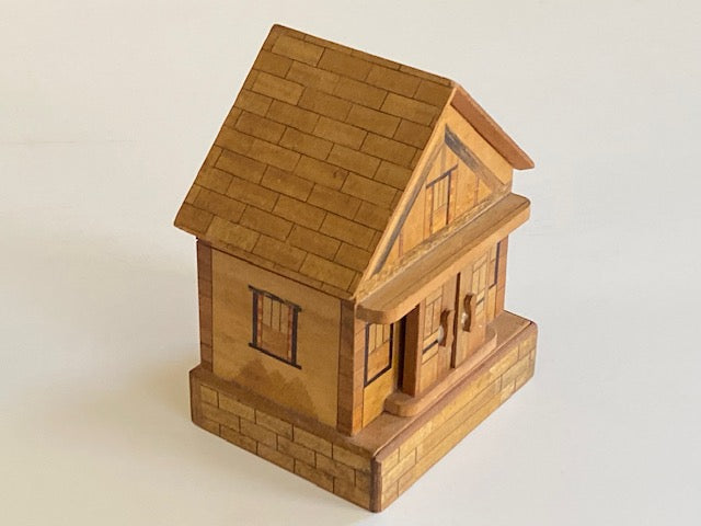 REPAIRABLE Vintage Japanese House Secret Puzzle Box Bank - WITH KEY
