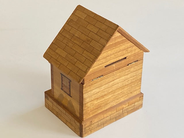 REPAIRABLE Vintage Japanese House Secret Puzzle Box Bank - WITH KEY