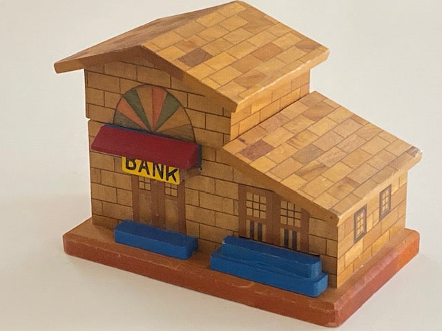 REPAIRABLE Vintage Japanese House Puzzle Box Bank with key- RARE!