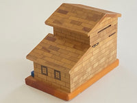 REPAIRABLE Vintage Japanese House Puzzle Box Bank with key- RARE!