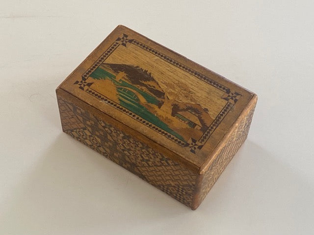 Vintage 5 Sun 7 Step Sansui Zougan / Koyosegi Hidden Drawer Japanese Puzzle Box