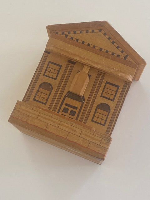 Vintage Japanese House Secret Puzzle Box Bank with KEY - RARE!