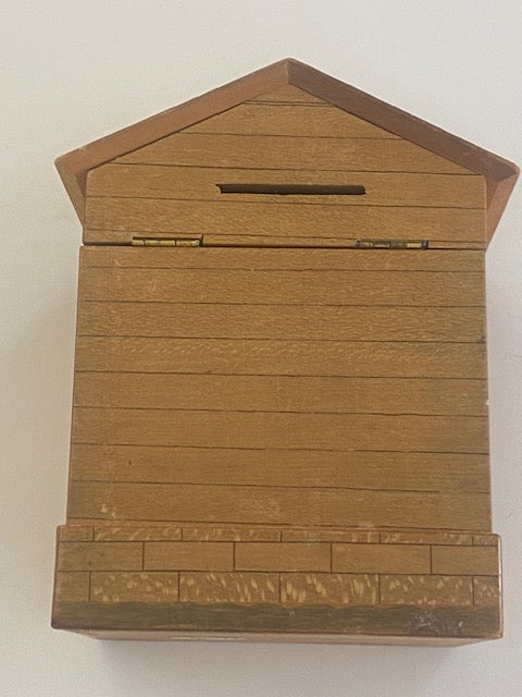 Vintage Japanese House Secret Puzzle Box Bank with KEY - RARE!