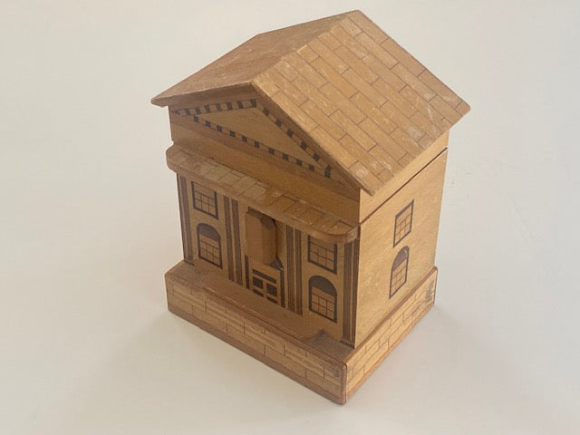 Vintage Japanese House Secret Puzzle Box Bank with KEY - RARE!