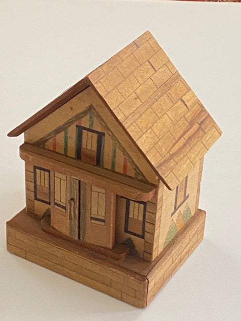 Vintage Japanese House Secret Puzzle Box Bank - WITH KEY