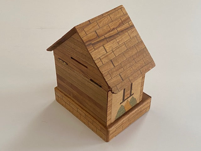 Vintage Japanese House Secret Puzzle Box Bank - WITH KEY