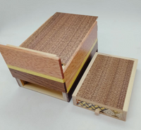 5 Sun 10 Step Natural Wood Puzzle Box with SECRET DRAWER