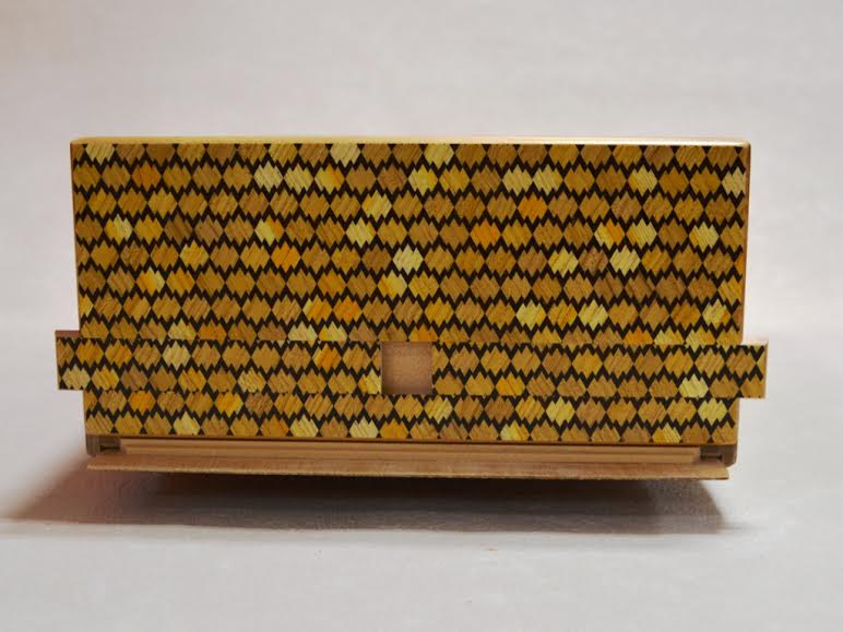 12 Sun 28 Step Red Saya-Matsukawabishi Japanese Puzzle Box by Mr. Yamanaka