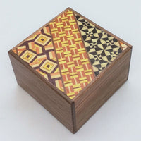 Square 12 Step Yosegi Walnut Japanese Puzzle Box
