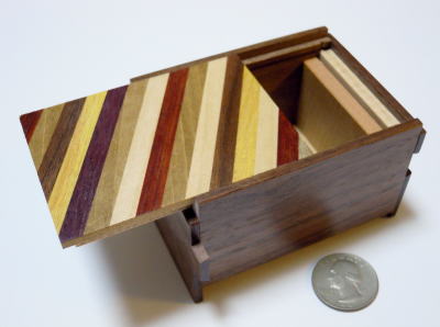 3 Sun 12 Step Striped/Natural Wood Japanese Puzzle Box