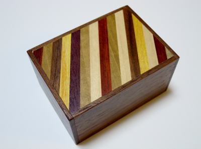 3 Sun 12 Step Striped/Natural Wood Japanese Puzzle Box