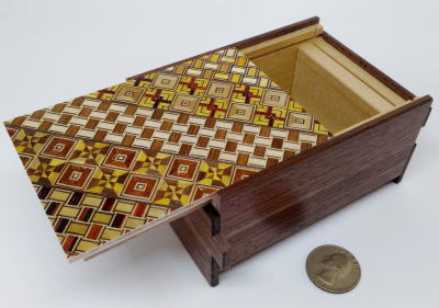 4 Sun 12 Step Yosegi Walnut Japanese Puzzle Box
