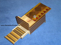 4 Sun 7 Step MUKU Japanese Puzzle Box with Hidden Drawer +Spinning Top Inside!