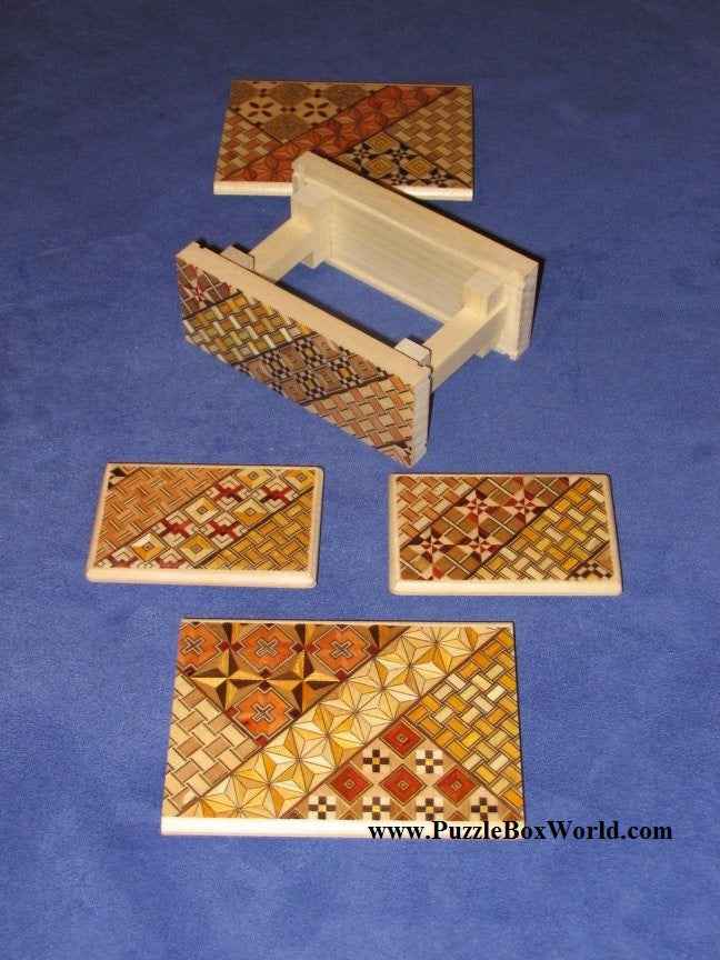 4 Sun Yosegi Kumiki Japanese Puzzle Box