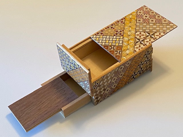 5 Sun 10 Step Yosegi "Secret Drawer" Puzzle Box