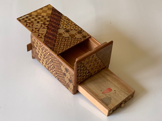 Vintage 5 Sun 10 Step Yosegi Musical Hidden Drawer Japanese Puzzle Box