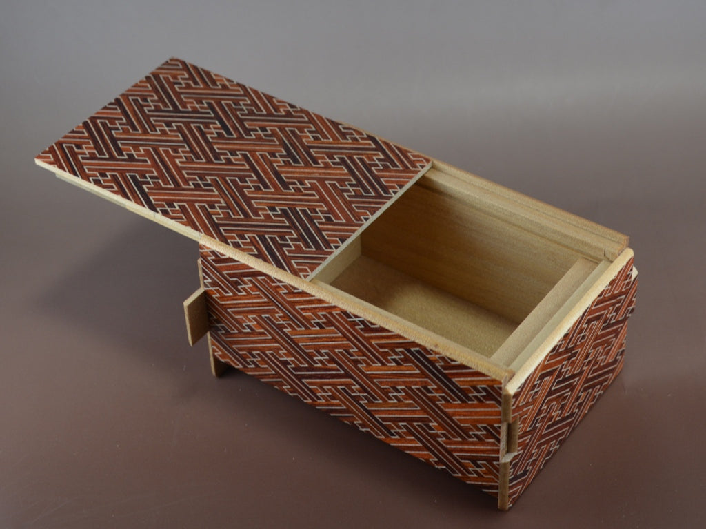 5 Sun 10 Step Red Saya Japanese Puzzle Box
