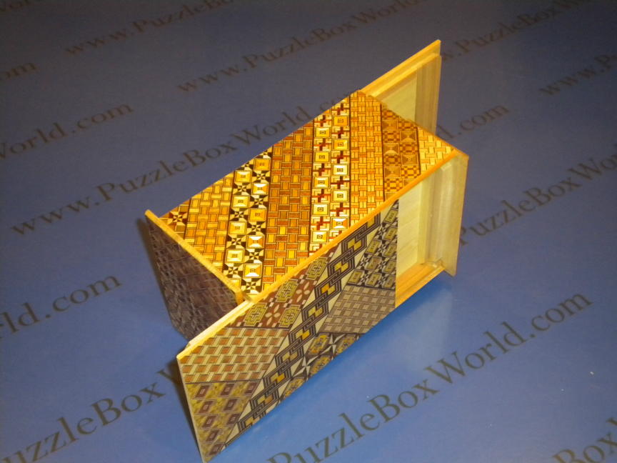 6 Sun 14 Step Double Compartment Yosegi Japanese Puzzle Box