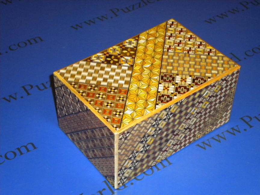 6 Sun 14 Step Double Compartment Yosegi Japanese Puzzle Box