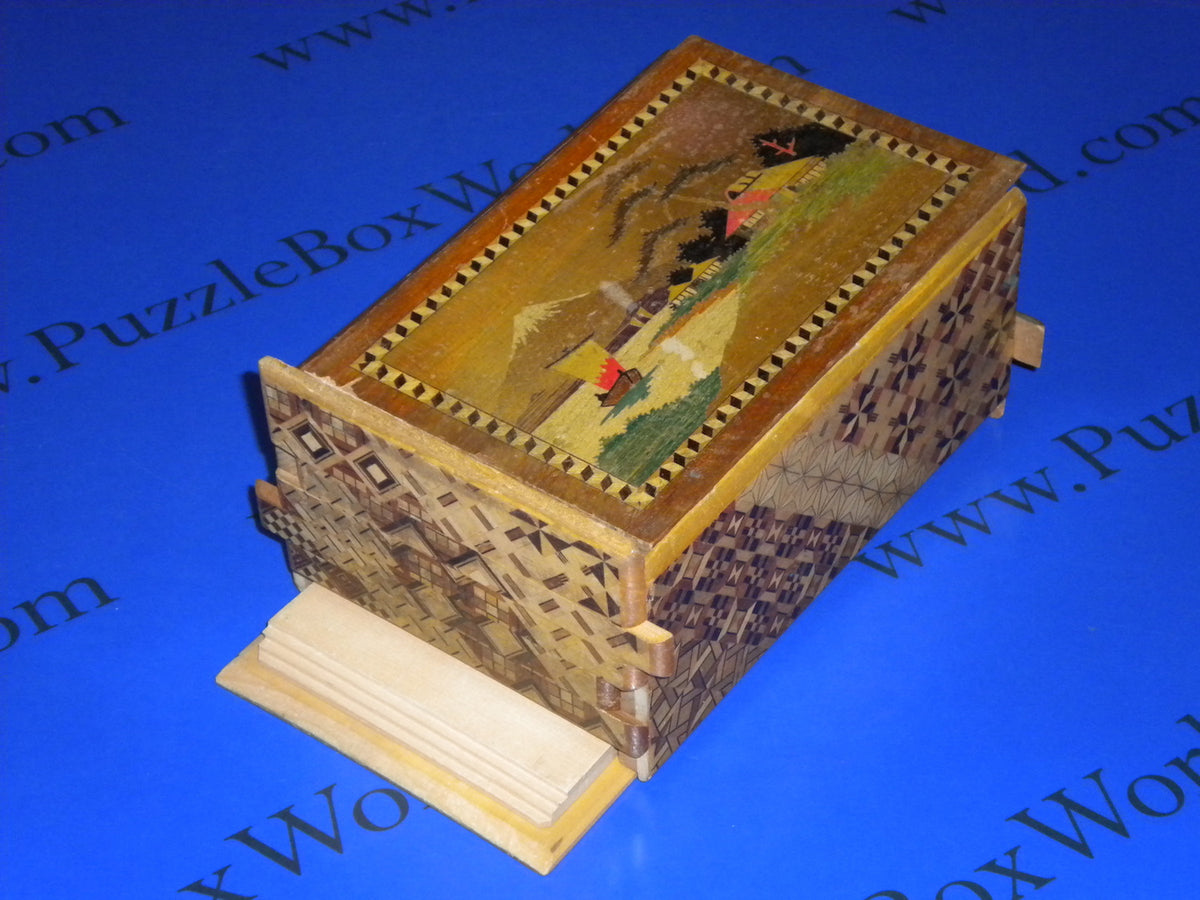 Vintage 6 Sun 30 + Step Sansui Zougan Japanese Puzzle Box