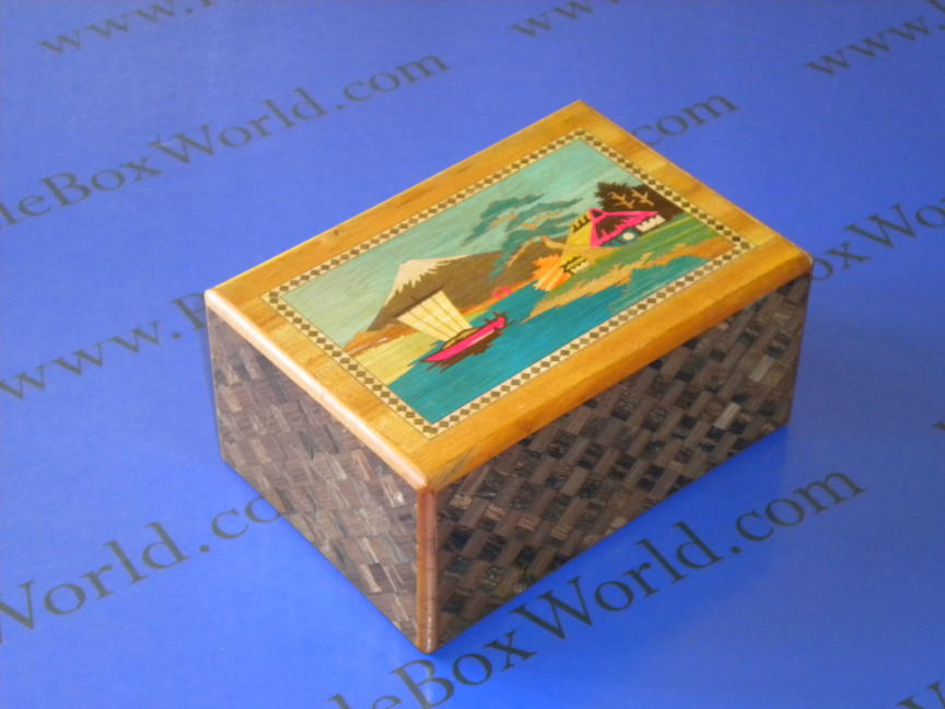 Vintage 6 Sun 50 Step Sansui Zougan Japanese Puzzle Box3