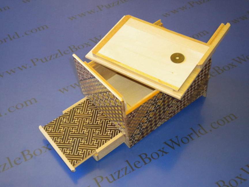 6 Sun 7 + 1 Step Yosegi Japanese Puzzle Box with Hidden Drawer!