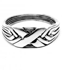 6 Band Wide Light Sterling Silver Puzzle Ring