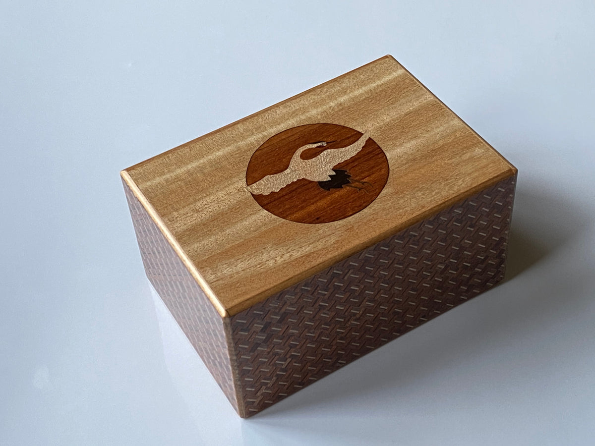 6 Sun 14 Step Sansui Zougan Double Compartment Japanese Puzzle Box