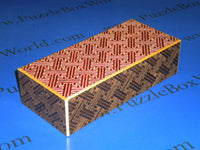 Large 7 Step Japanese Red & Brown Saya Japanese Wood Puzzle Box