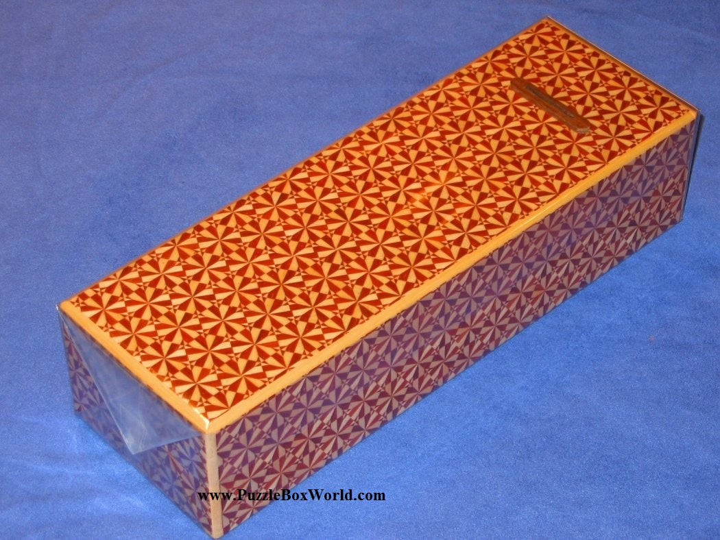 9 Sun 10 Step Hana (Red Flower) Coin Bank Japanese Puzzle Box By Mr. Yamanaka