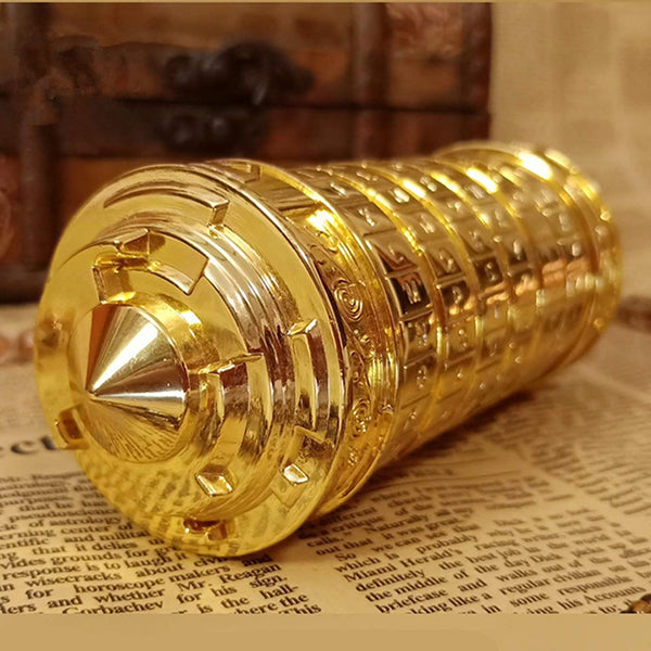 ダヴィンチのダイヤルロック式ボックス。ゴールド。 Cryptex Puzzle (Da Vinci Code) -GOLD COLOR-! – Puzzle Box World