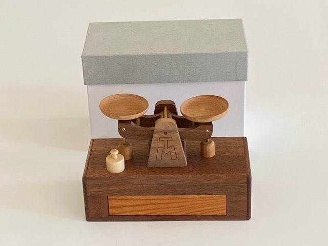 Balance Scale Karakuri Japanese Puzzle Box crafted by Tatsuo Miyamoto