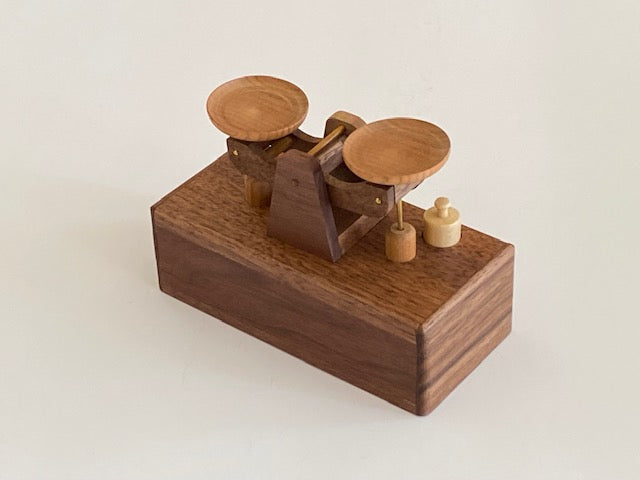 Balance Scale Karakuri Japanese Puzzle Box crafted by Tatsuo Miyamoto