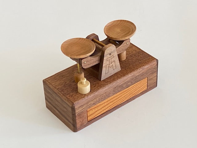 Balance Scale Karakuri Japanese Puzzle Box crafted by Tatsuo Miyamoto