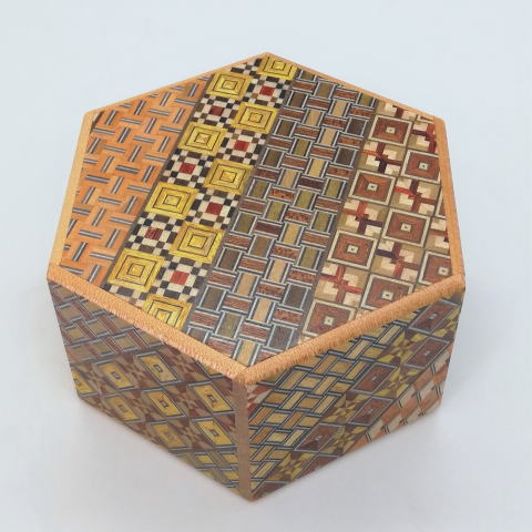 6 Step Hexagon Yosegi Japanese Puzzle Box