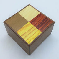 Square 14 Step Four Colors Pattern Natural Wood Japanese Puzzle Box