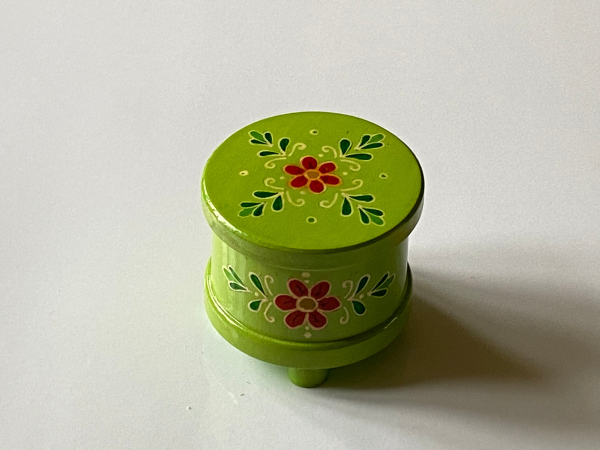 ROUND Romanian Secret Puzzle Box (Green)