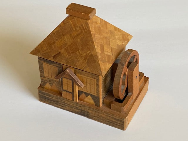 Vintage Grist Mill House Japanese Puzzle Box WITH KEY -RARE!