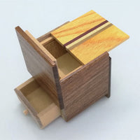 2 Sun 4 Step Natural Wood Cubic WITH HIDDEN DRAWER Japanese Puzzle Box