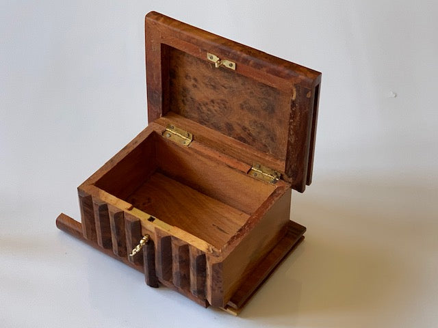 Medium Moroccan Thuya Burl Wood Magic Trick Puzzle Box